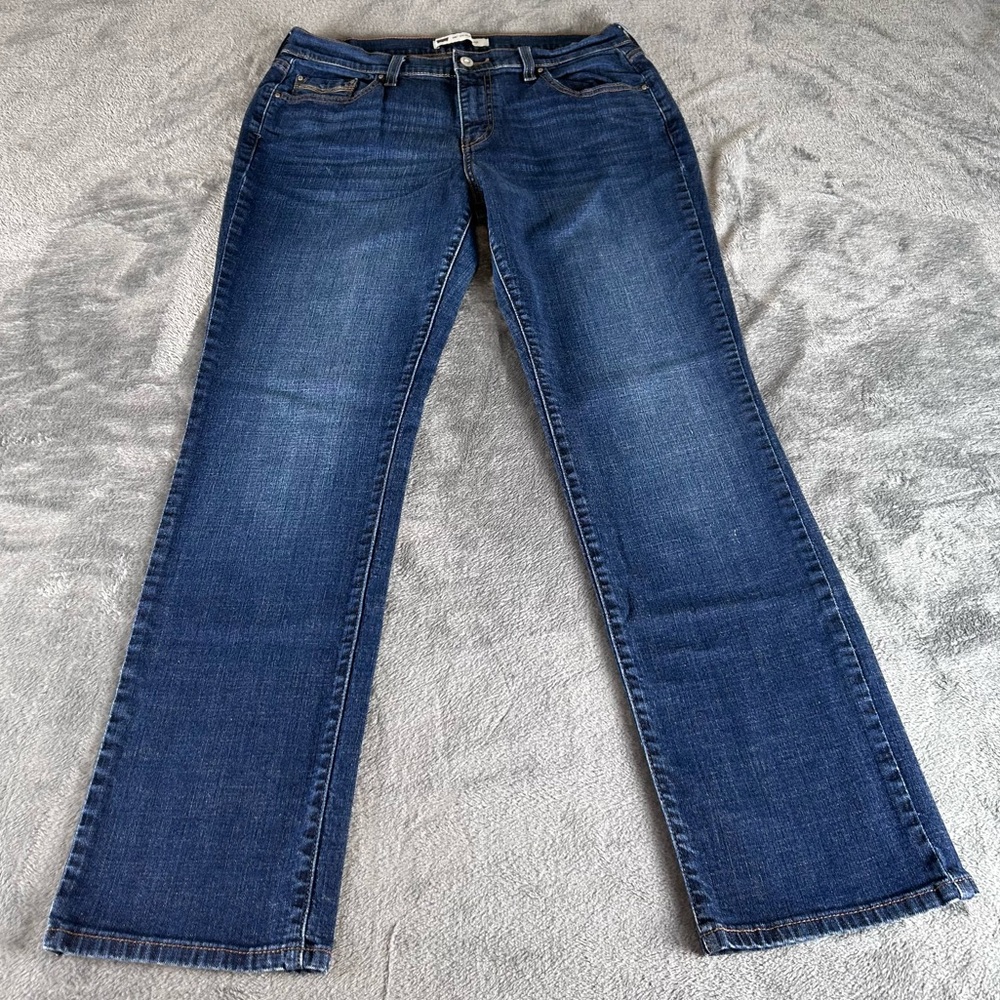 Levi’s 505 Straight Leg Jeans Womens 12 Flap Pockets Classic Preppy Dark‎ Wash